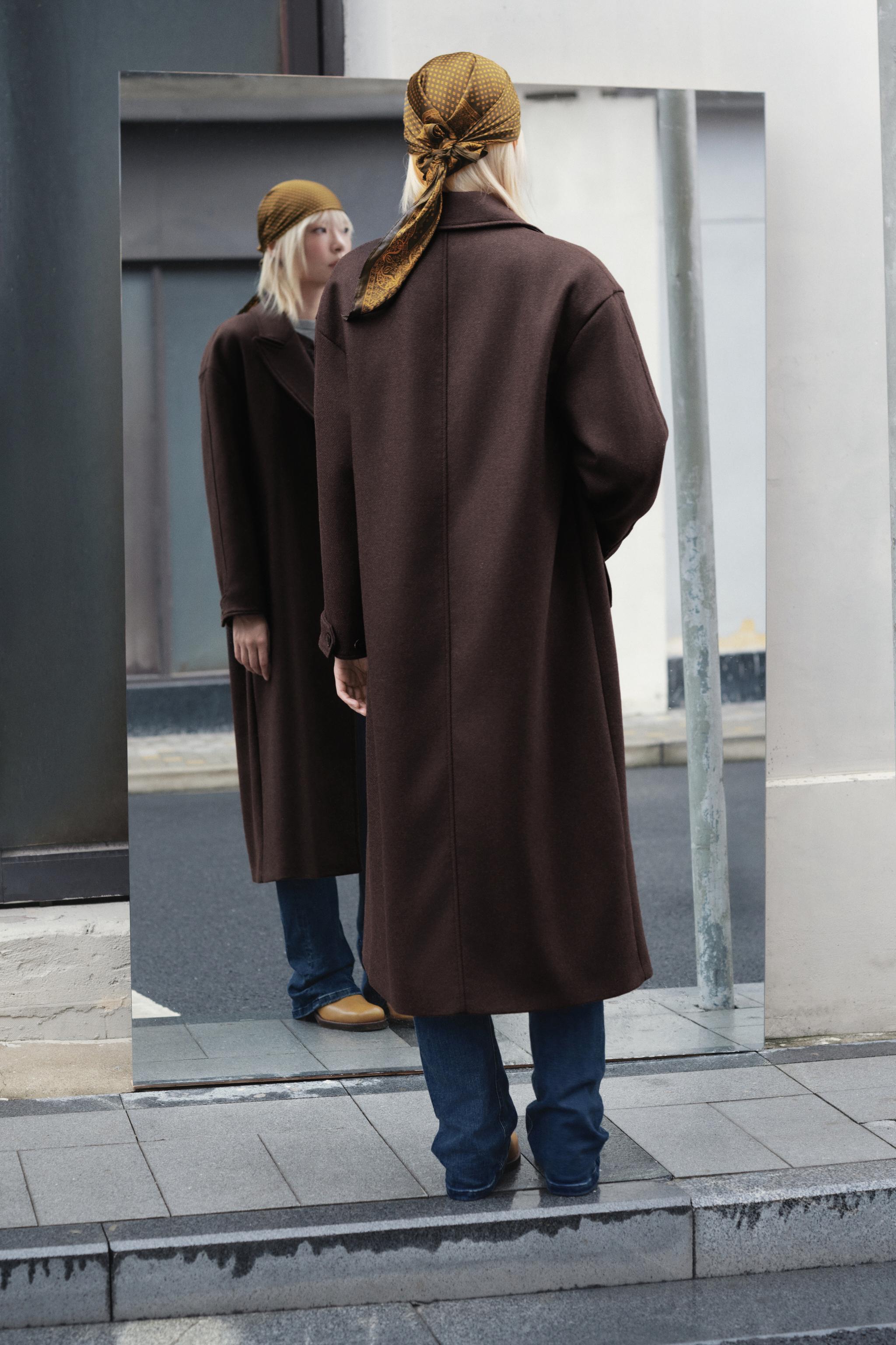 FAUX LEATHER COLLAR COAT